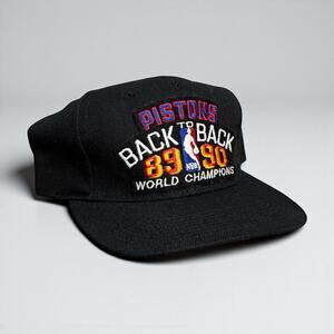 Vintage Detroit Pistons Sports Specialties Back To Back 89 90 Wool Snapback Hat